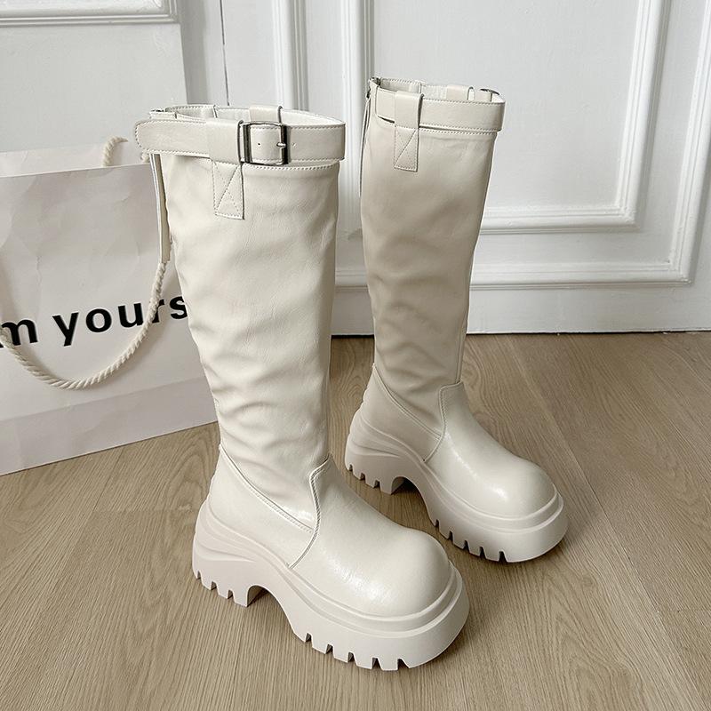 

[Fanfna] 2025 autumn new Martin boots women s knee boots thick-soled muffin small knight boots 35