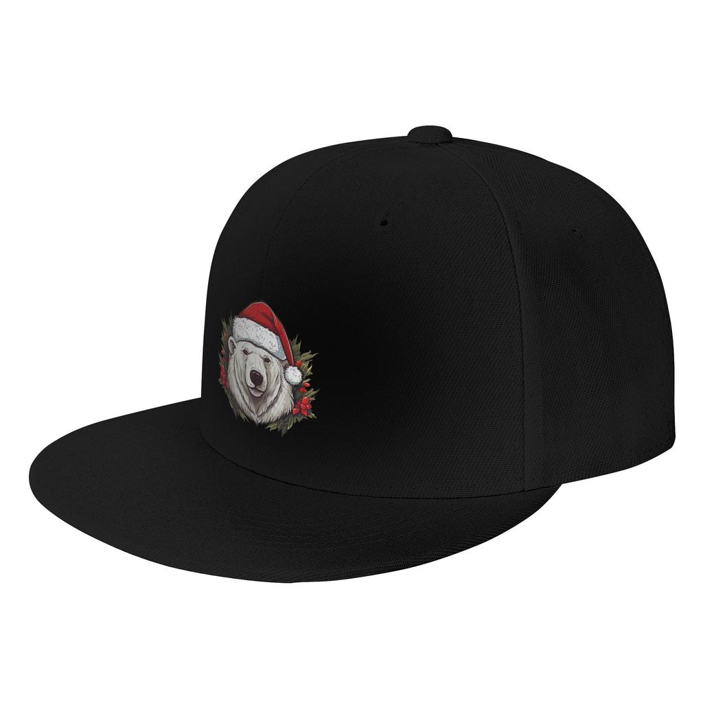Fashion Adorable Christmas Bear donning a Santa Claus hat Flat Brim Sun Hat Street Outings Luxury Hat