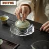 120ml Hand-painted Pink Bamboo Pastel Green Gaiwan Ancient Tea Tureen Tea Bowl With Lid Kit Tea Maker Cover Bowl Tableware Gift