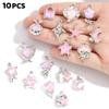 10 Pieces Assorted Alloy Pendants, Pink Resin Rhinestone Star Moon Design, DIY Jewelry Making for Necklaces & Bracelets
