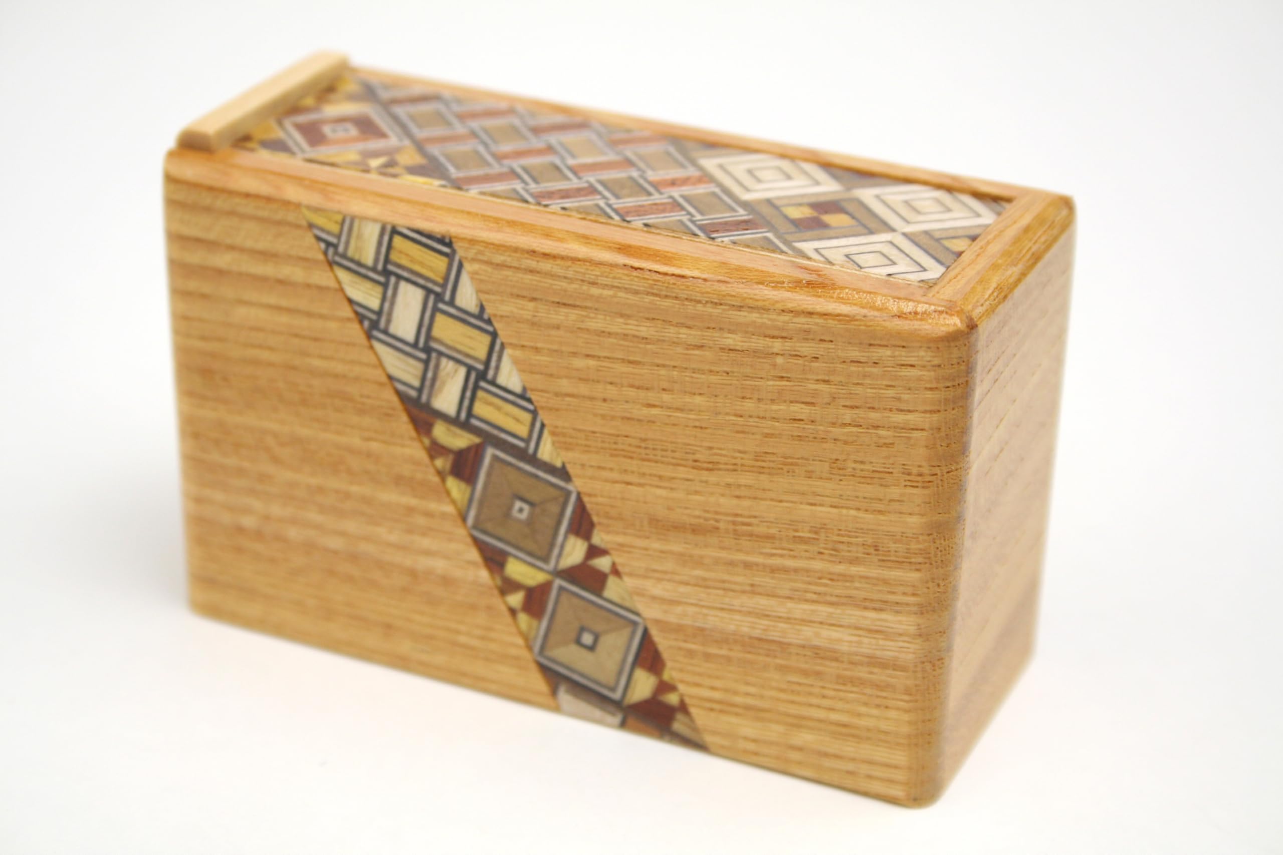 Держатель для зубочисток в технике Хаконэ Ёсэги Дзайку (маркетри), Самовосстанавливающийся механизм «Окиагари», Традиционное японское ремесло по дереву, Мозаика из натурального дерева, Сделано в Японии