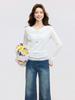 Korean white swinging collar fake two-piece neck off-the-shoulder long-sleeved T-shirt women's spring new slim-fit bottoming top