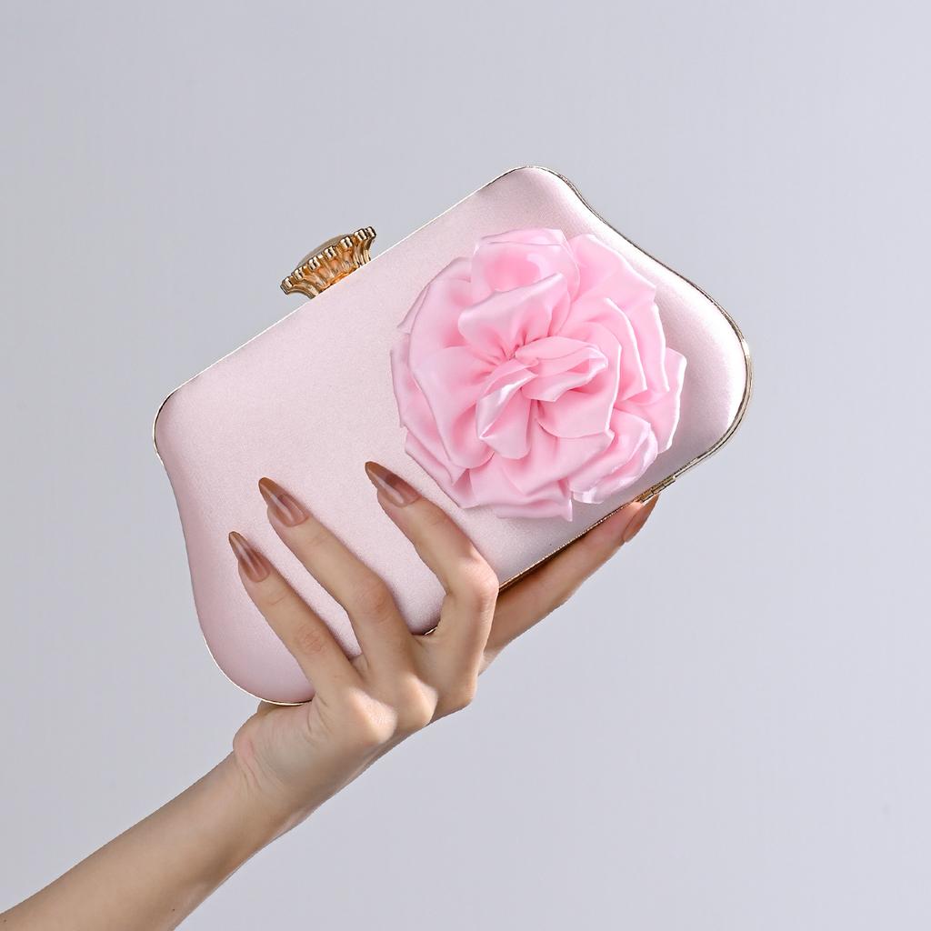Luxury Women Handbag Fashion Clamp Evening Bag Satchel Retro Silk Rose Bag Designer Female Shoulder Crossbody Bag Wrist Bags