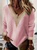2025 Plus Size Women's V-Neck Knit Sweater: New Solid Color, Long Sleeve for Autumn/Winter, European & American Style