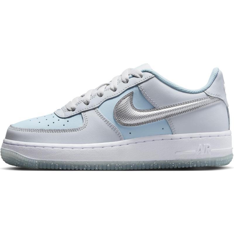 Nike Air Force 1 Slip Resistant Cushioning Low top Kids' Skateboarding Shoes Silver Blue Sneakers HQ3249-043