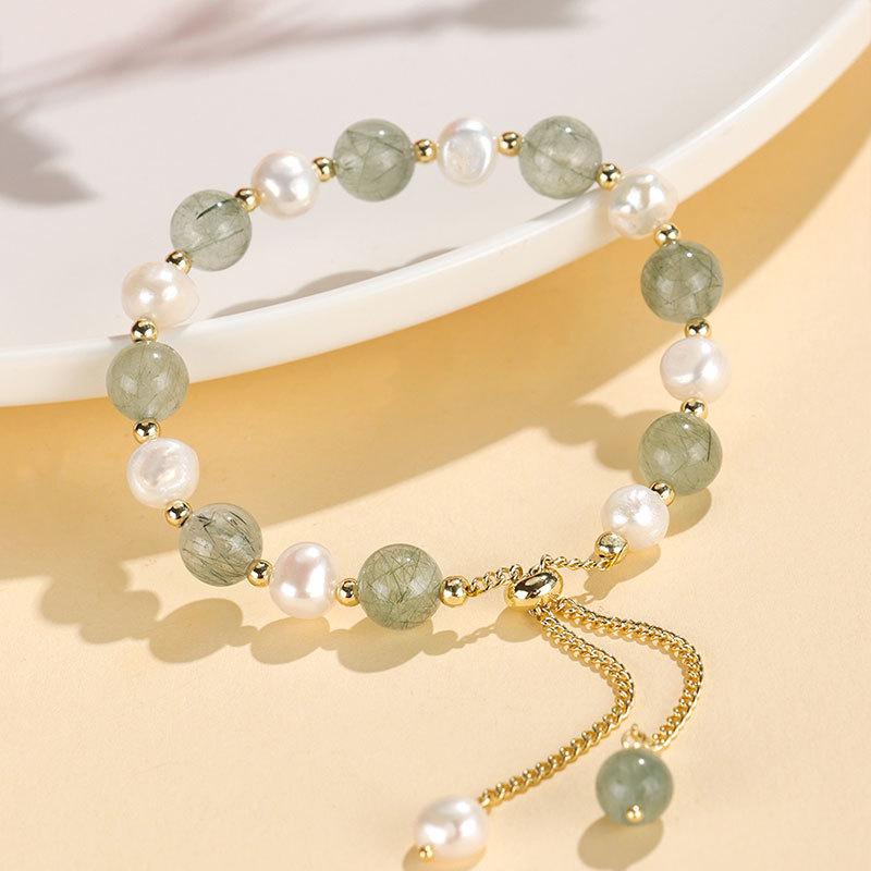 New Freshwater Pearl Beaded Crystal Bracelet Lavender Green Hair Crystal Bracelet Jewelry Wholesale