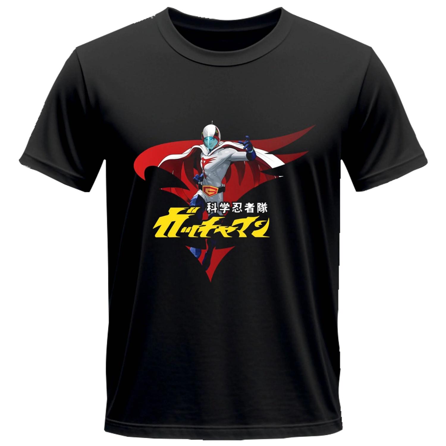 

Gatchaman t-shirt graphic printing t shirts Unisex Casual Comfort cotton Vintage round neck Hip Hop Streetwear Tees Short Sleeve S чёрный