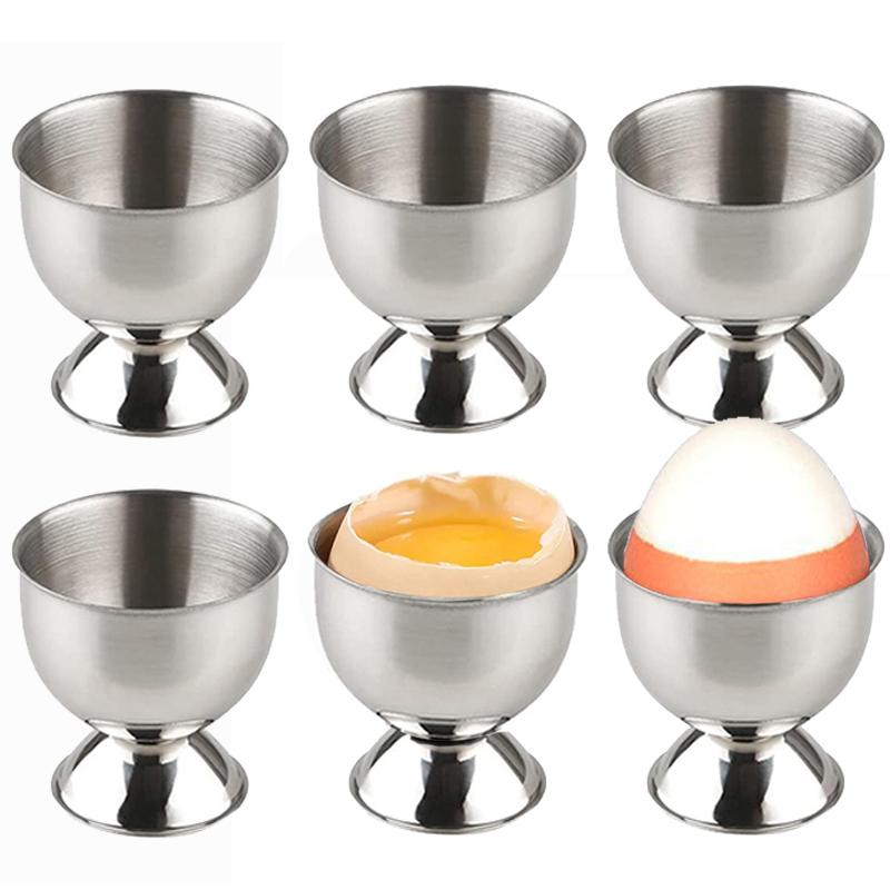 4/6Pcs Stainless Steel Egg Cups Soft Boiled Egg Holders Durable Breakfast Tableware Easter Egg Stand Kitchen Dining Accessories