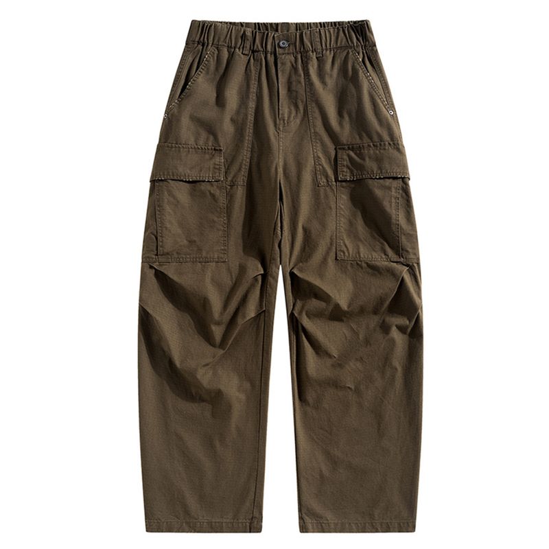 Men's Export Surplus Autumn Korean Style Trendy All-Cotton Loose Multi-Pocket Cargo Pants Wide-Leg Casual Long Pants