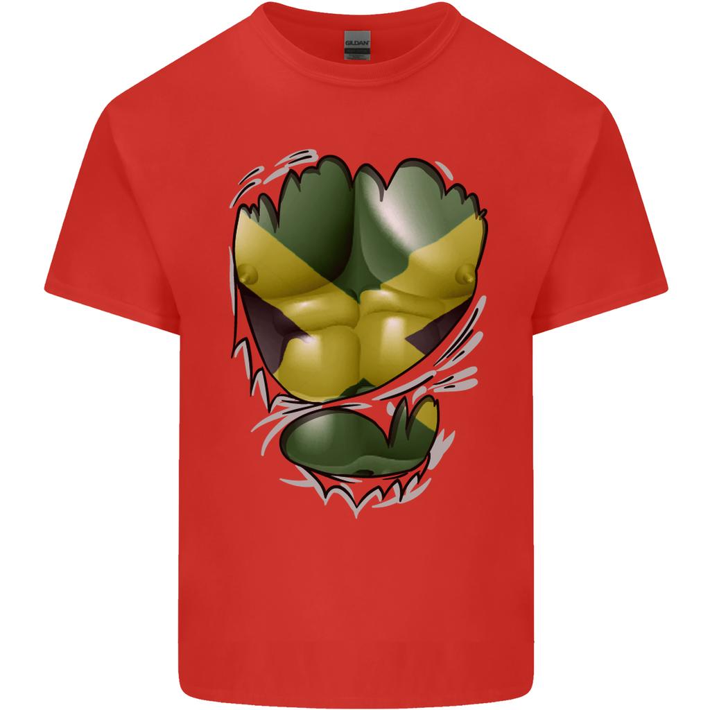 The Jamaican Flag Ripped Muscles Jamaica Unisexs Light Cotton TShirt