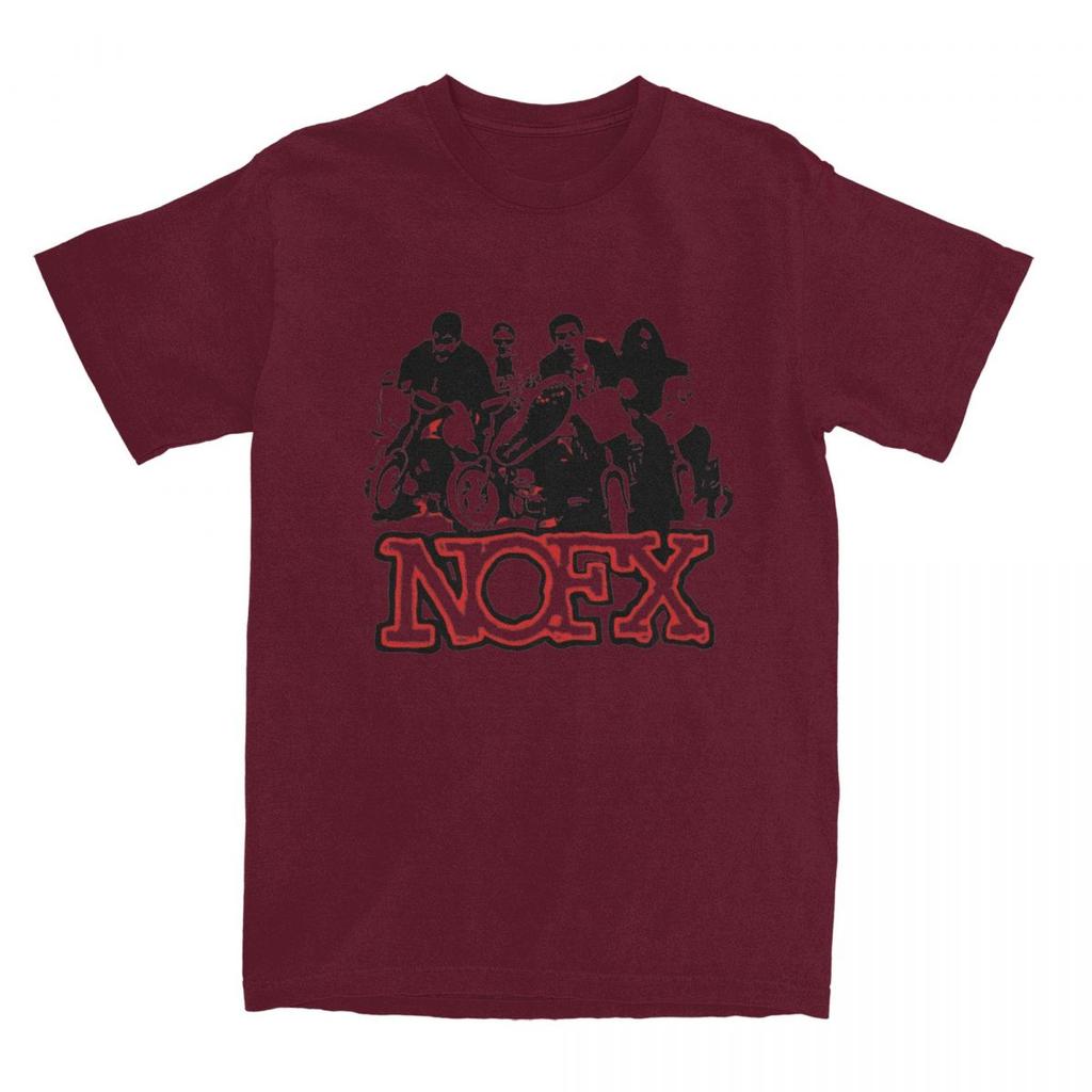 Nofx Muziek Poster T-shirt Heren Amerikaanse Punk Rock Band Vintage 100% Katoen T-shirts Zomer Ronde Hals T-shirt Grote Maten Tops