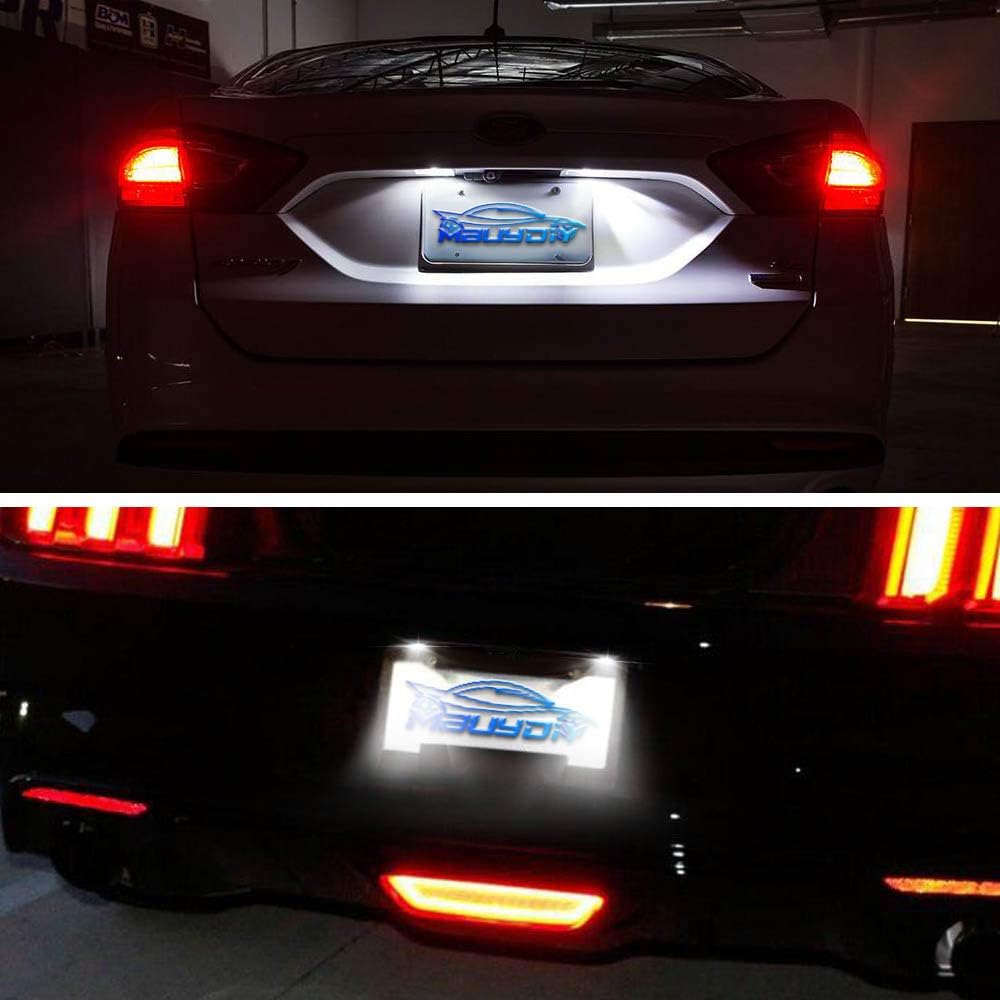 LED License Plate Light Lamp Assembly Compatible with Mustang Fusion Taurus Flex Focus Lincoln MKS MKT MKX MKZ Mercury Sable Milan 6000K White, Pack