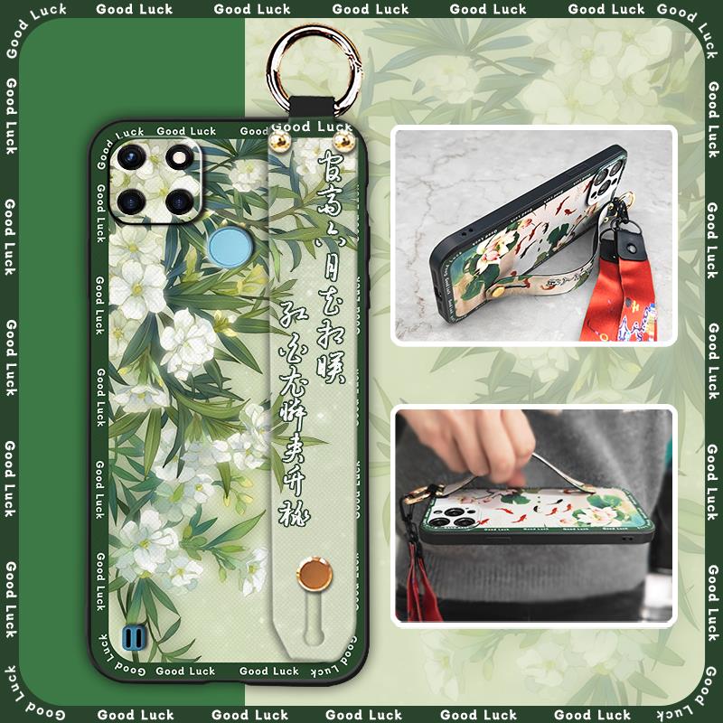 Waterproof Durable Phone Case For OPPO Realme C21Y/C25Y Elderly lady Soft case Anti-dust Ring Shockproof Wristband