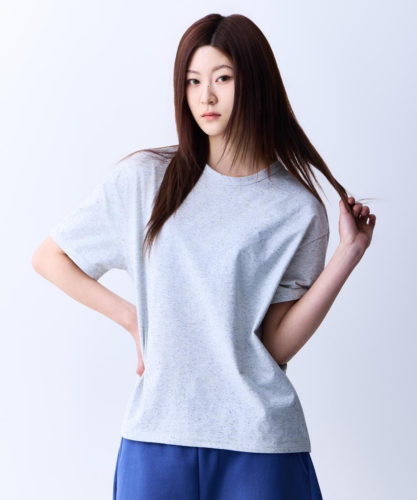 ADERNM Natural Sprinkle Round Neck T-Shirt White Melange