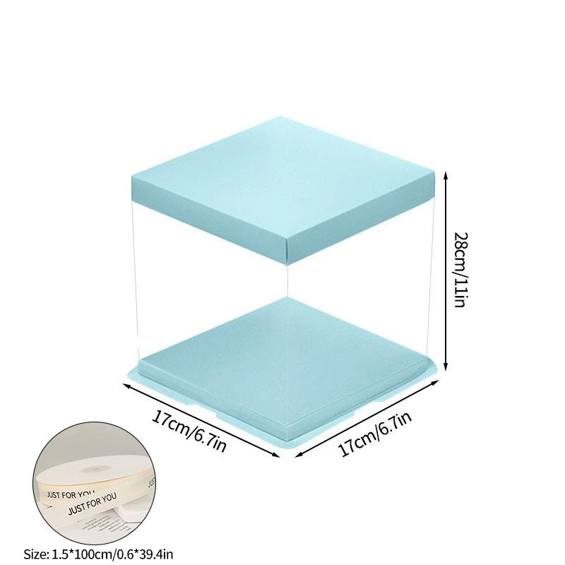 Gift Box with Ribbon Transparent Cake Gift Box Birthday Cake Packaging Supplies Clear Plastic Candy Box Mother's Day Gift