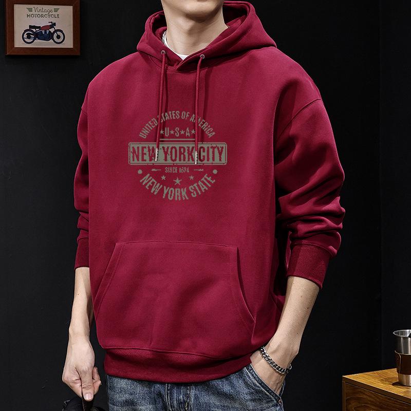 

Men s Retro Letter Print Hoodie - American Hong Kong Style, Loose, Versatile, Casual Spring/Autumn Jacket XL (150-180 lbs)