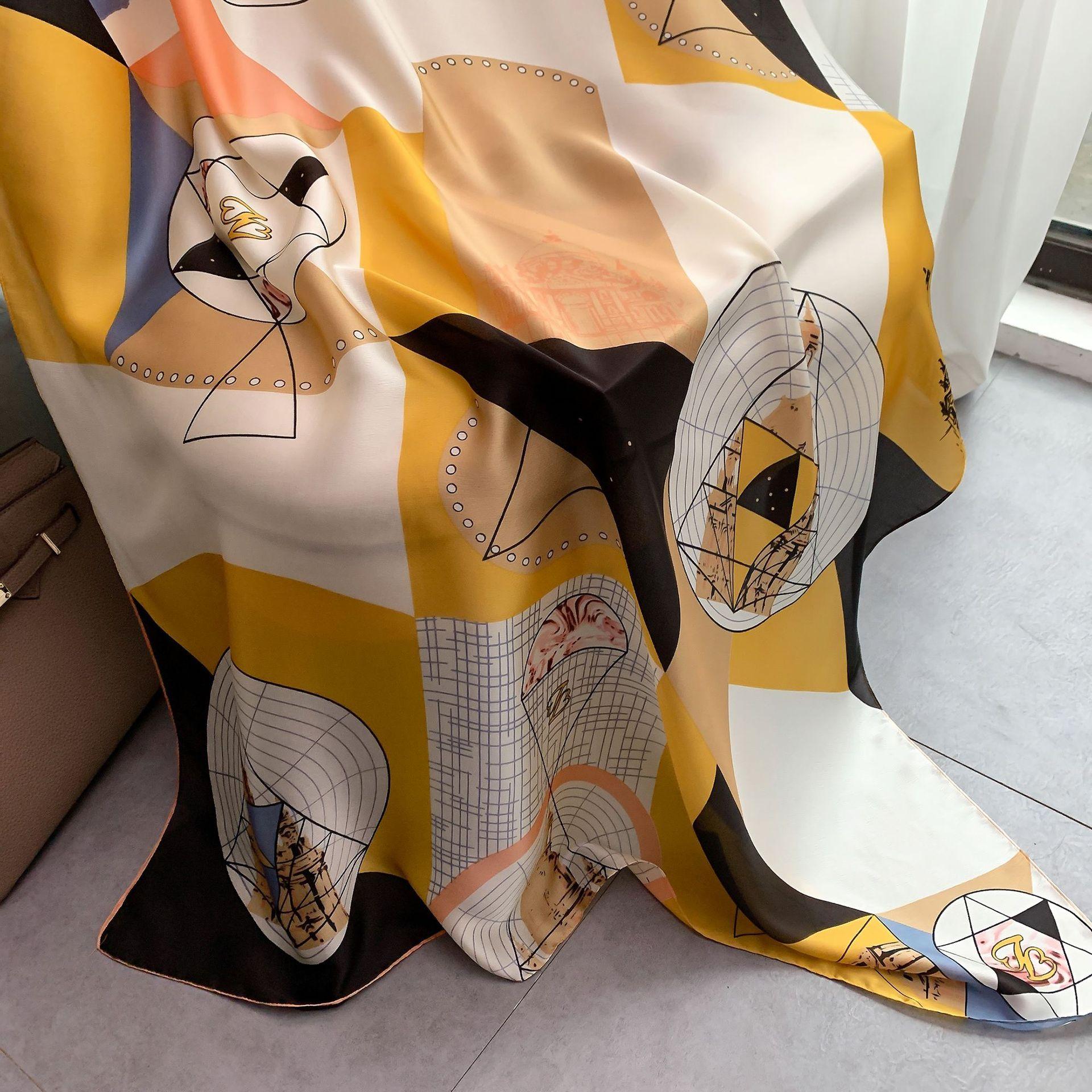 

Высококачественные роскошные шелковые шарфы, повязка на голову, шарфы, шейный шарф для женщин, шелковый шарф с цепочкой, женская декоративная шаль 180-90cm