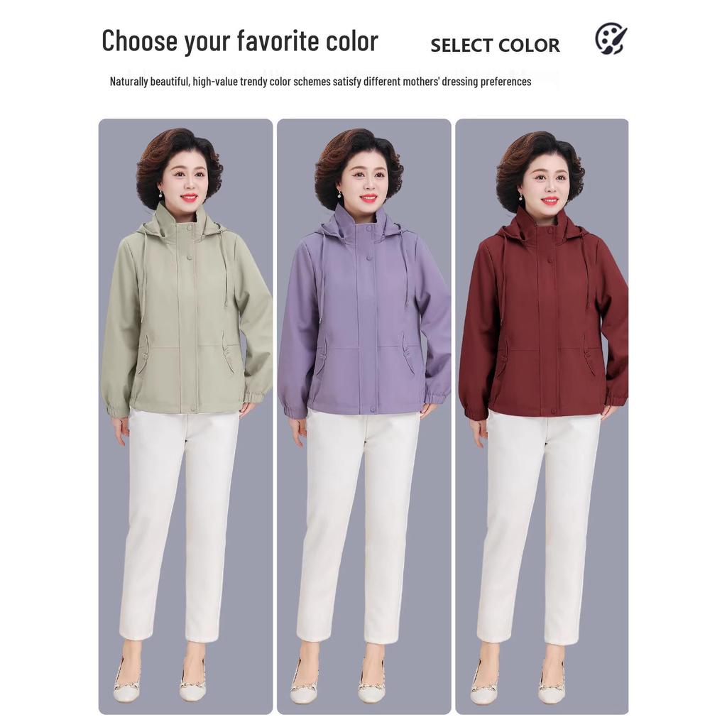 Petite Mom 2025 Fashionable Spring/Autumn Windbreaker for Middle-Aged Women