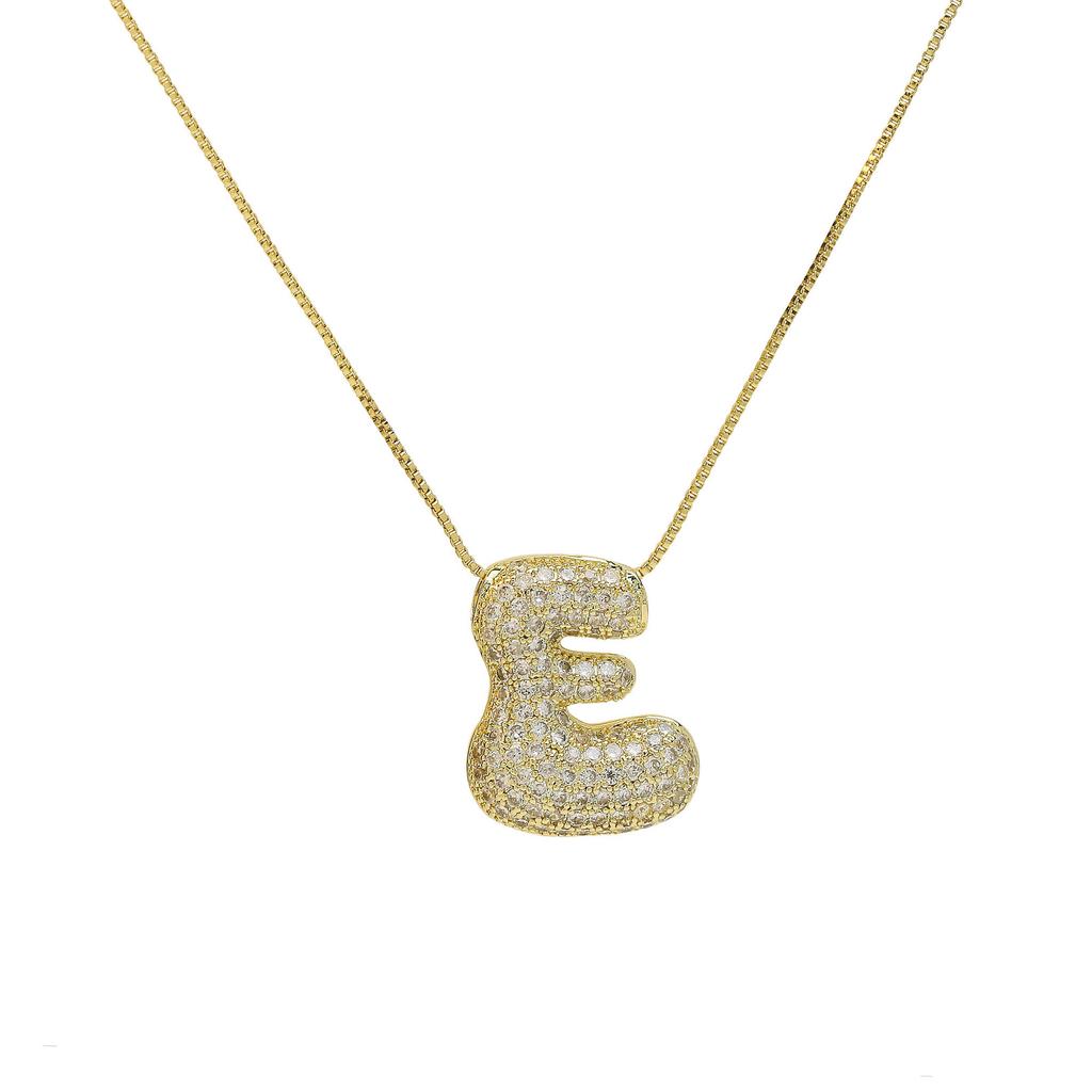 Luxury Zircon 26 English Letter Pendant Necklace for Women Gold Plated Stainless Steel Chain Fat Alphabet Hip Hop Necklace