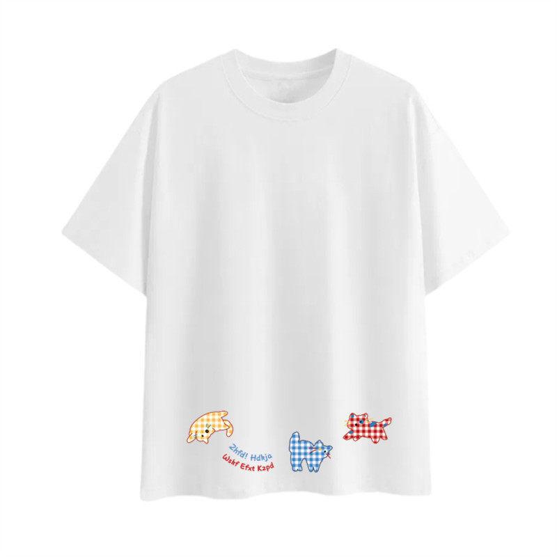 Summer Short-sleeved T-shirt Women's New Pure Cotton Design Sense Niche American Retro Loose Cartoon Half-sleeved Top