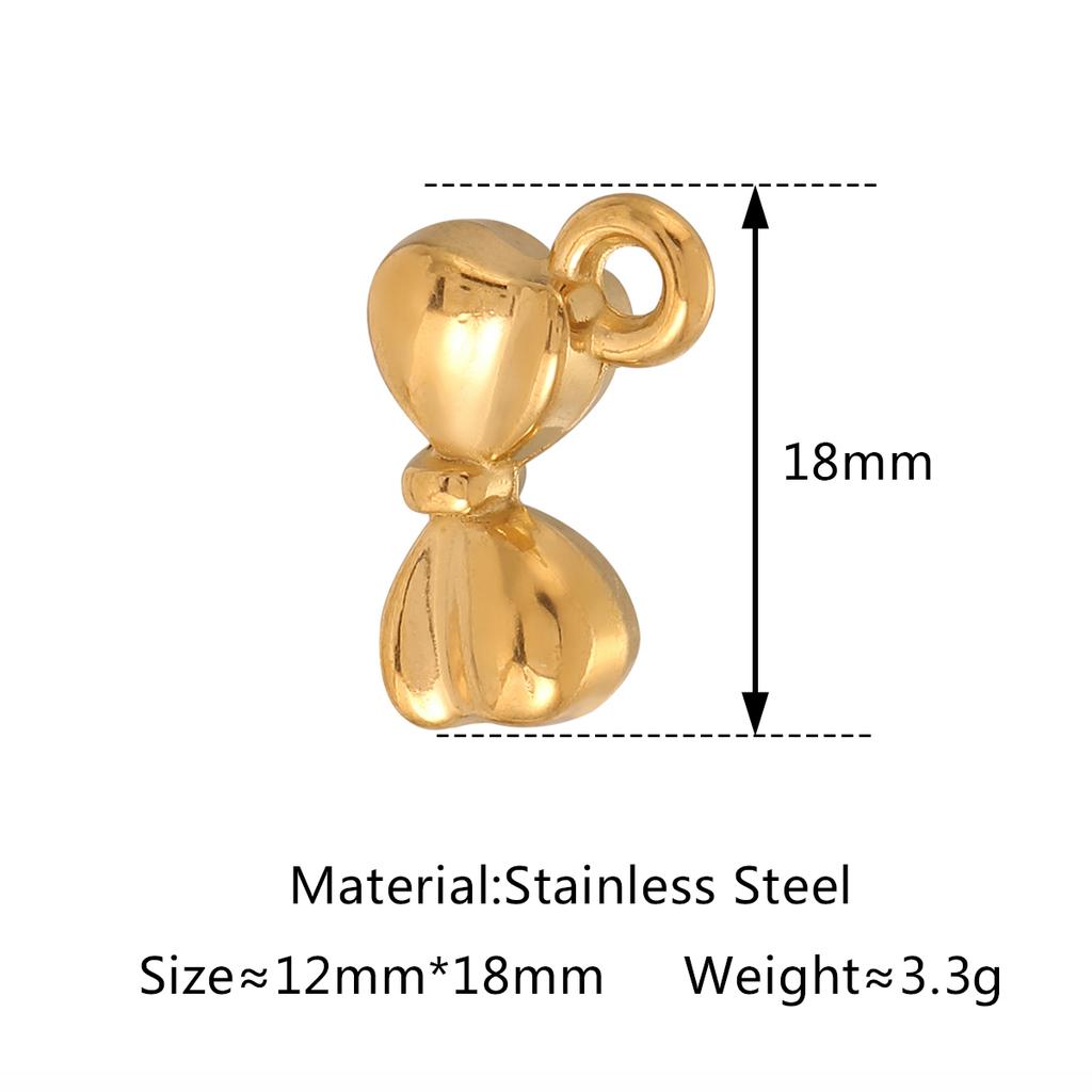 3PCS Cute Tulip Flower/Bow/Four Leaf Clover Charms for Jewelry Making Stainless Steel Star Pendant DIY Bracelet Necklace Earring