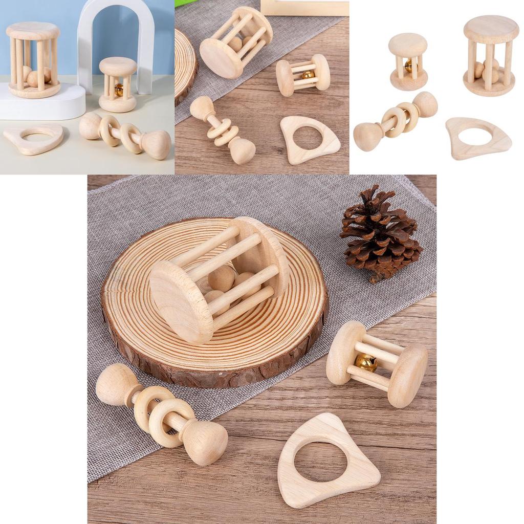 Wooden Baby Rattle Set With Sound Rescue For Early Childhood Learning And Development