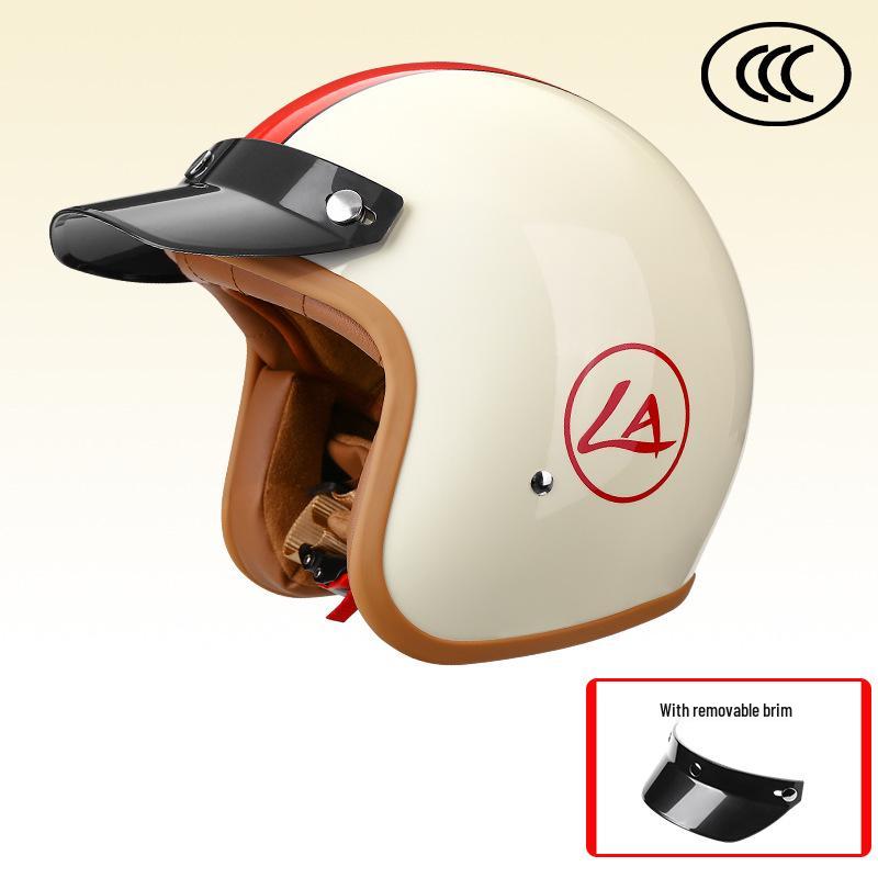 Retro 3C-Certified Unisex Motorcycle Helmet, All-Season 3/4 Design for Motorbike & Electric Bike