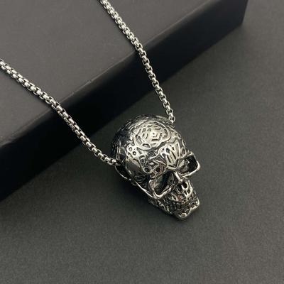 Vintage Domineering Skull Alloy Pendant Stainless Steel Necklace Personalized Trendy Male Fashion Punk Rock Hip Hop Accessories