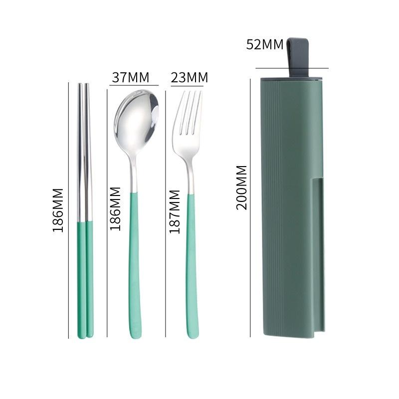 304 Stainless Steel Spoon Fork Chopsticks Cutlery Set Portable Dinnerware Kit Lunch Tableware Box Travel Kitchen Accessories