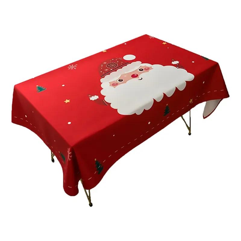 Waterproof Santa Claus Snowman Merry Christmas Anti-stain Tablecloth Table Cloth Cover For Kitchen Decor Party Decoration