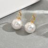European and American style women's earrings geometric minimalist design inlaid pearl ear buckle versatile high-end earrings