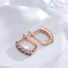 Luxus-Ohrringe mit voller Klaue, rund, lila Zirkon, Metall, goldfarben, für Damen, Party, Alltag, Schmuck