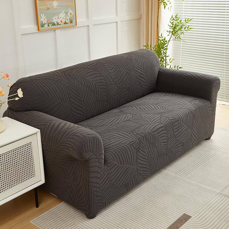 1pc Jacquard Sofa Slipcover Big Leaves Pattern Elastic Fitted Sofa Couch Protector Washable Sofa Covers for Sectional Sofachair