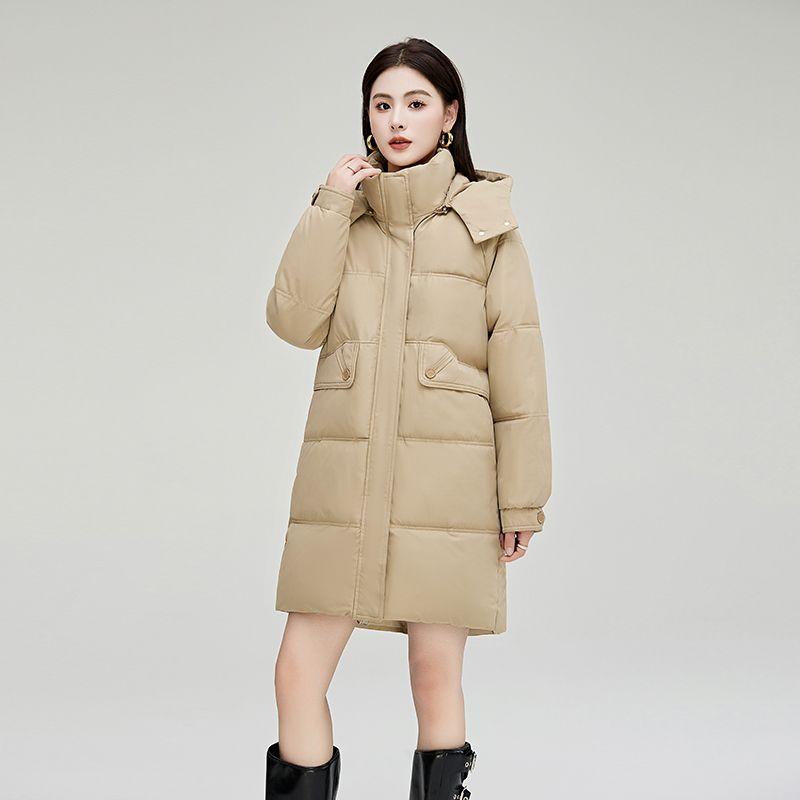 Cotton-padded Women's Medium and Long Hooded Versatile Fashion Middle-aged and Young People's Tops Thickened Warm Jackets Down Cotton-padded Clothes