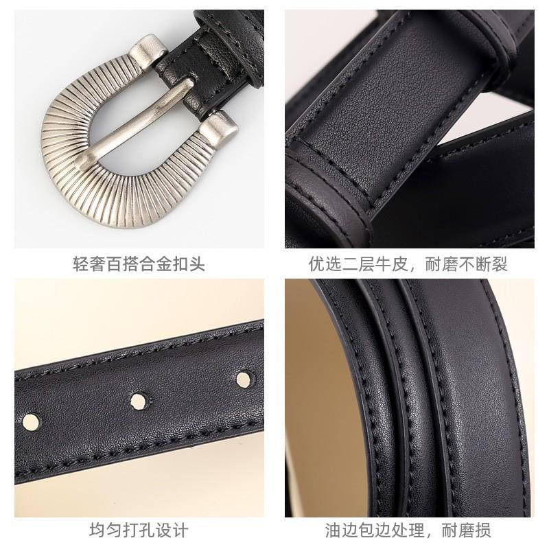 Womens Thin Genuine Leather Belt Pin Buckle Dress Jeans Fashion Casual Waistband