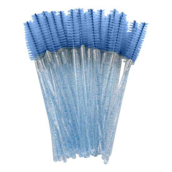 100Pcs/Bottle Disposable Mascara Wand Eyelash Brush Faux Crystal Eyebrow Spoolies Brush Portable Lash Makeup Applicator Brush Tools