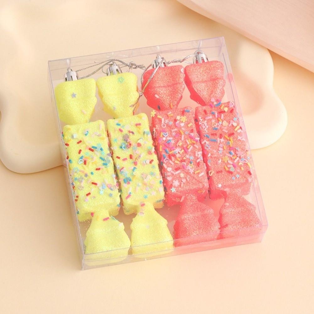 Creative Colorful Christmas Hanging Faux Candy Holiday Props Christmas Tree Ornament Party Supplies Plastic Xmas Decorations