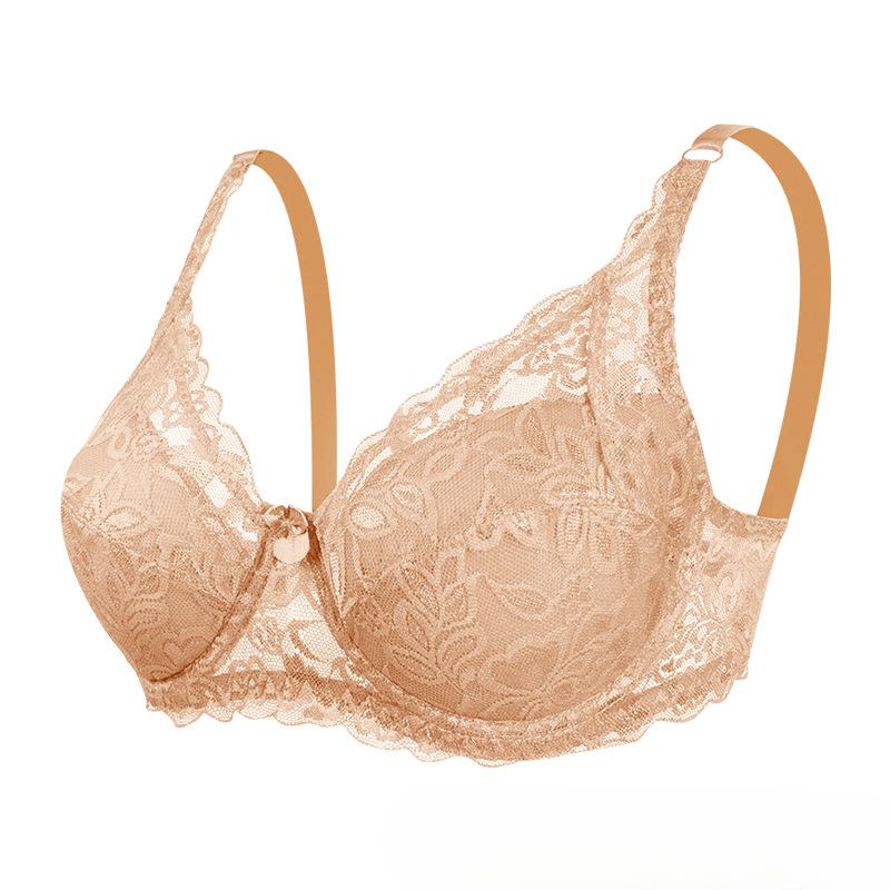 European and American Women Underwear Top Plus Size Brassiere Padded Thin Cup Lace Bra Adjustable Comfortable Lingerie