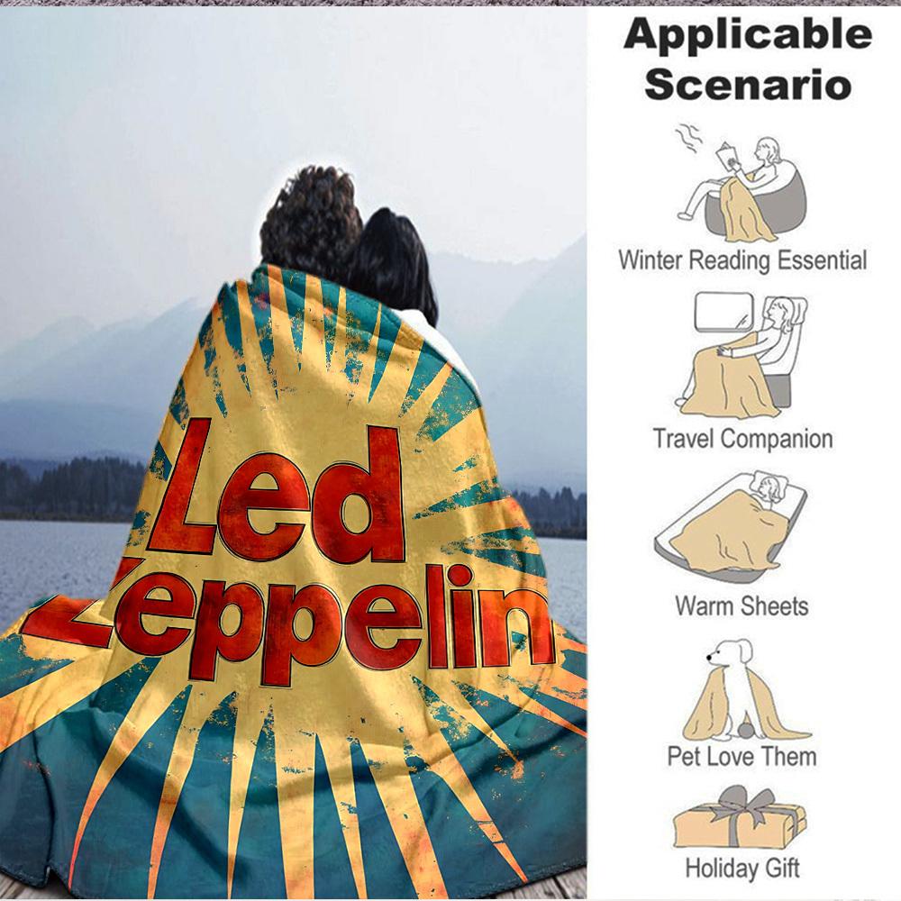 1PC Led Zeppelin Blanket Soft Warm All Season Throw for Sofa, Bed, Car, Office Vibrant Colorful Design, Durable & Cozy Gift