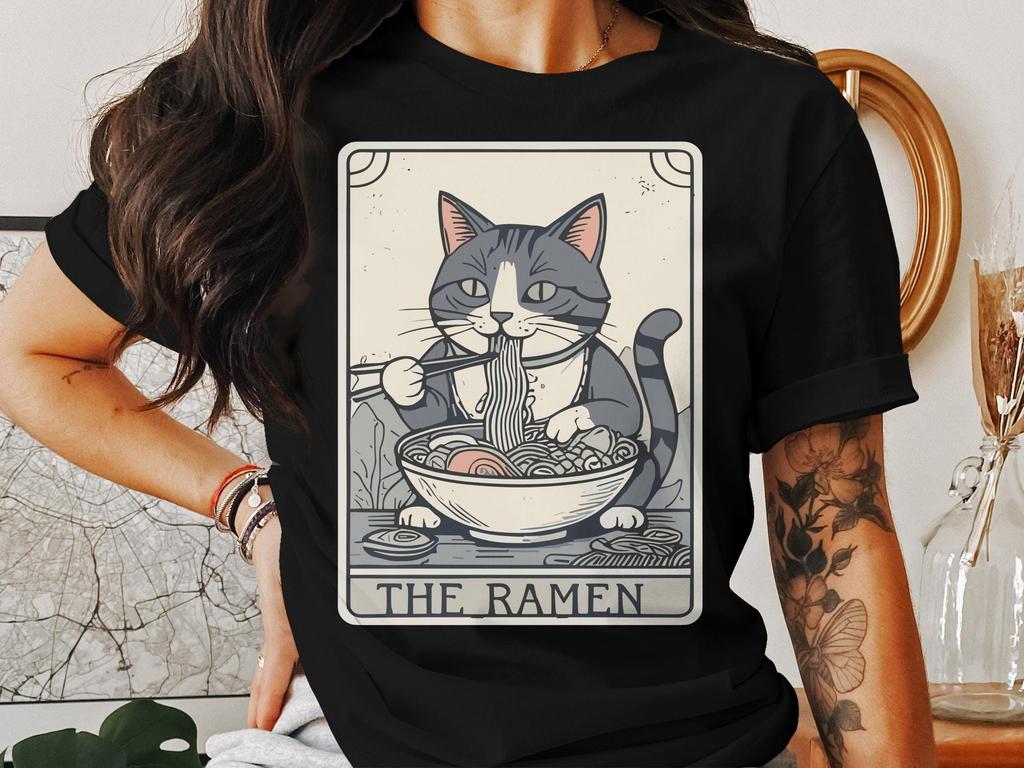Ramen Cat Graphic T-Shirt: Japanese Food Lover Unisex Tee