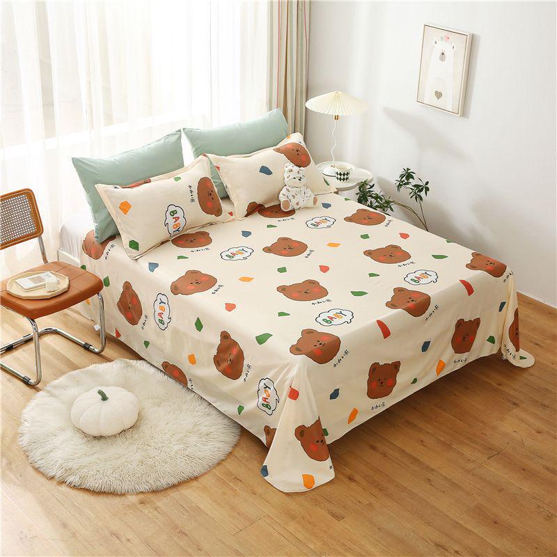 Flannel Cartoon Bed Sheet for Student Dormitory - Single/Double Bed, Free Shipping