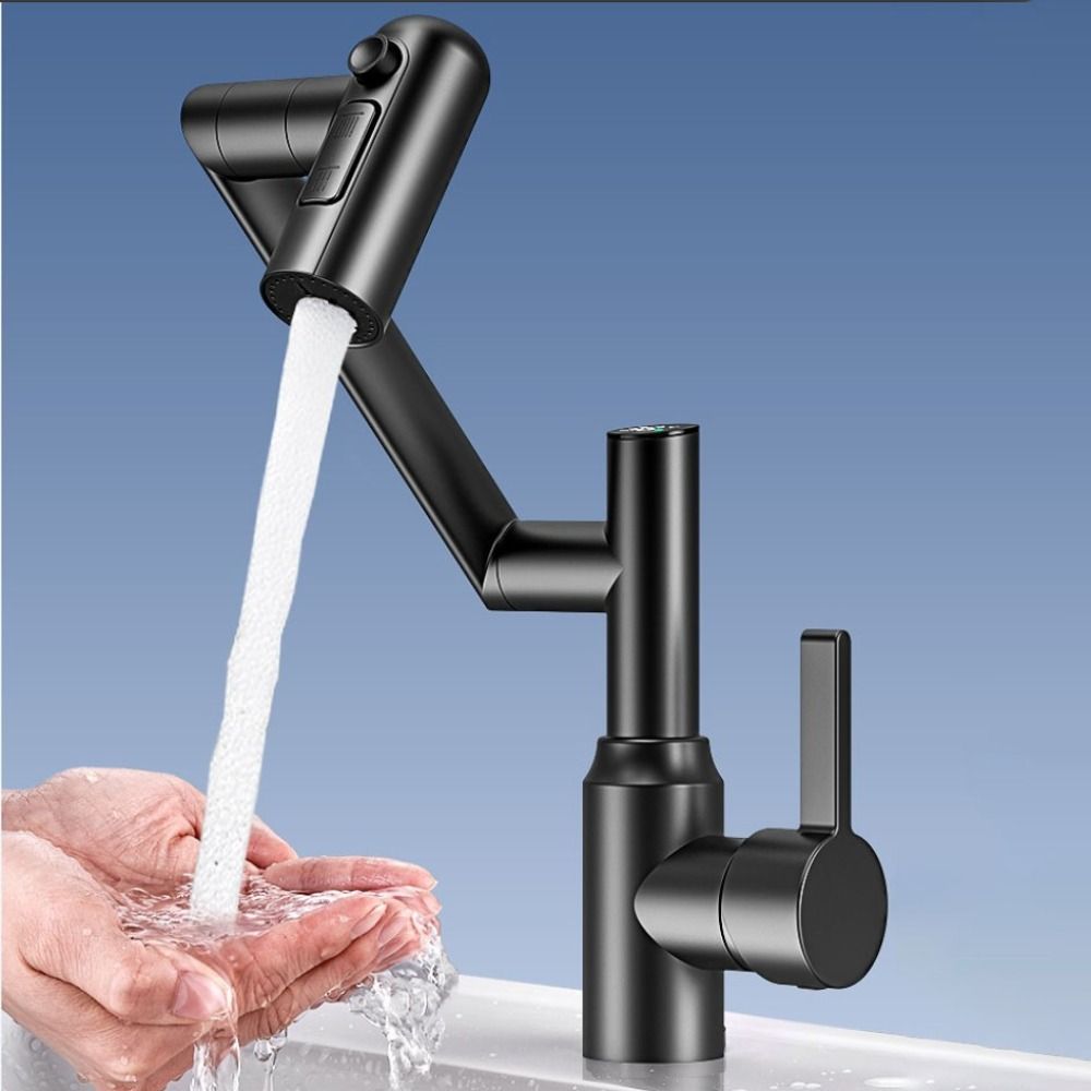Stainless Steel Mechanical Arm Faucet Temperature Display Digital Display Faucet  Bathroom Use