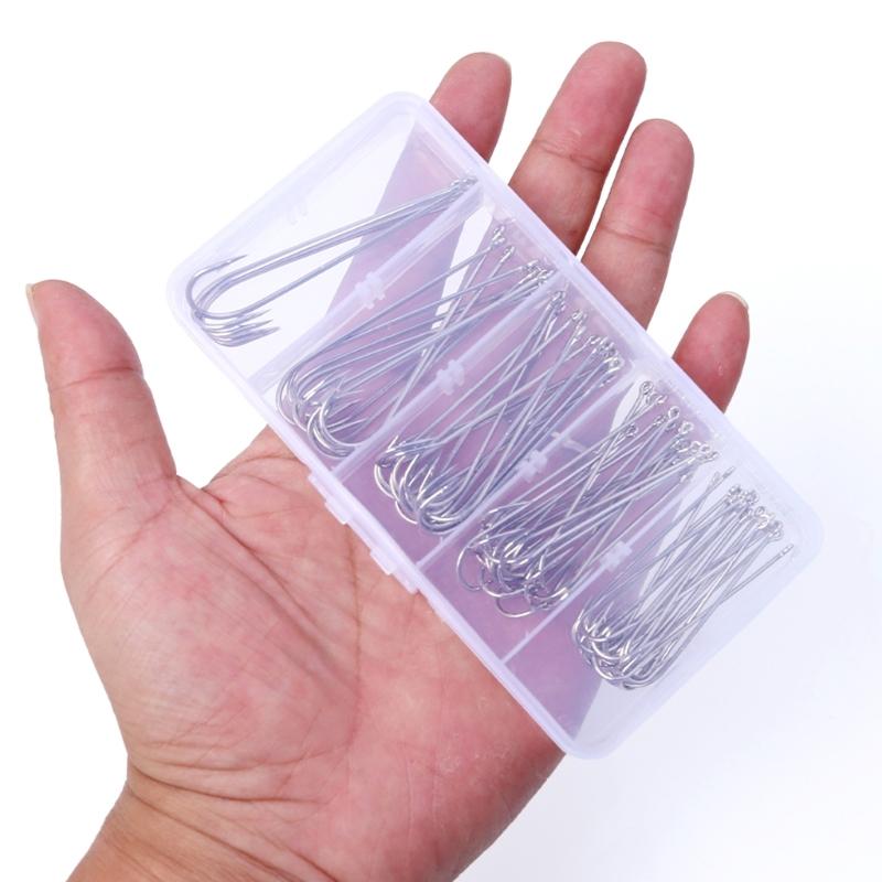 70 Stück Widerhaken Angelhaken Langer Schenkel Angelhaken Salzwasser Angelzubehör Mehrere Größen Metallhaken