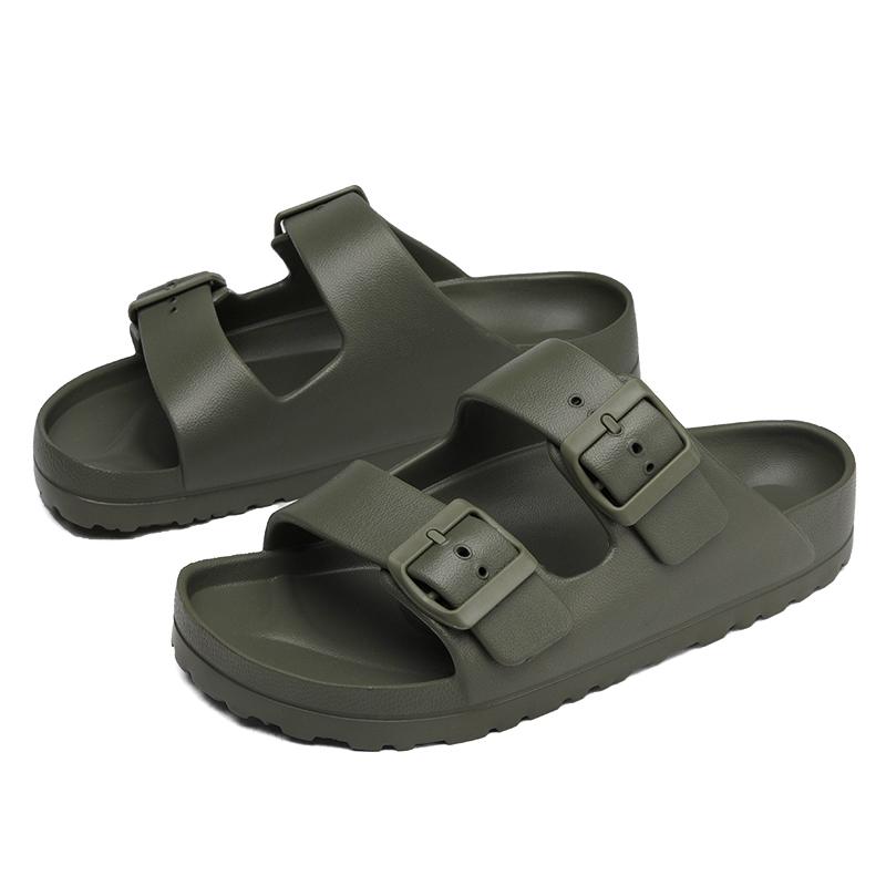 Fehér papucs női Könnyű gumi Birken szandál két állítható pánttal Kettős csattal Otthoni cipő Beltéri papucs