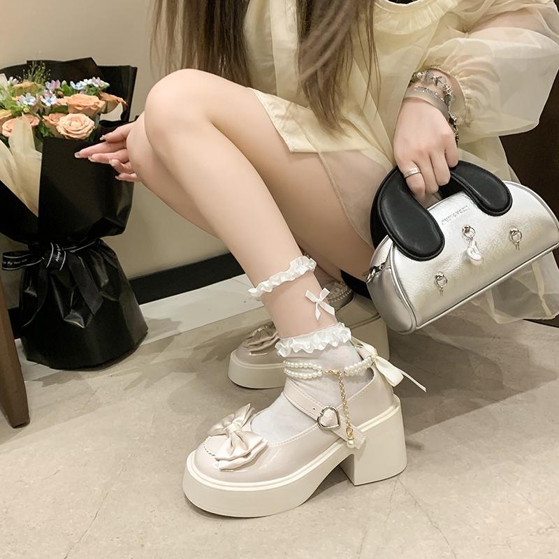 Lolita Schuhe Super Hohe Absätze Mary Jane Schuhe Damen Klobige Plateau Pumps Frau Knöchel Schnalle Partyschuhe