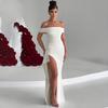 Women Sexy Strapless Off Shoulder Backless Slit Long Bodycon Dress