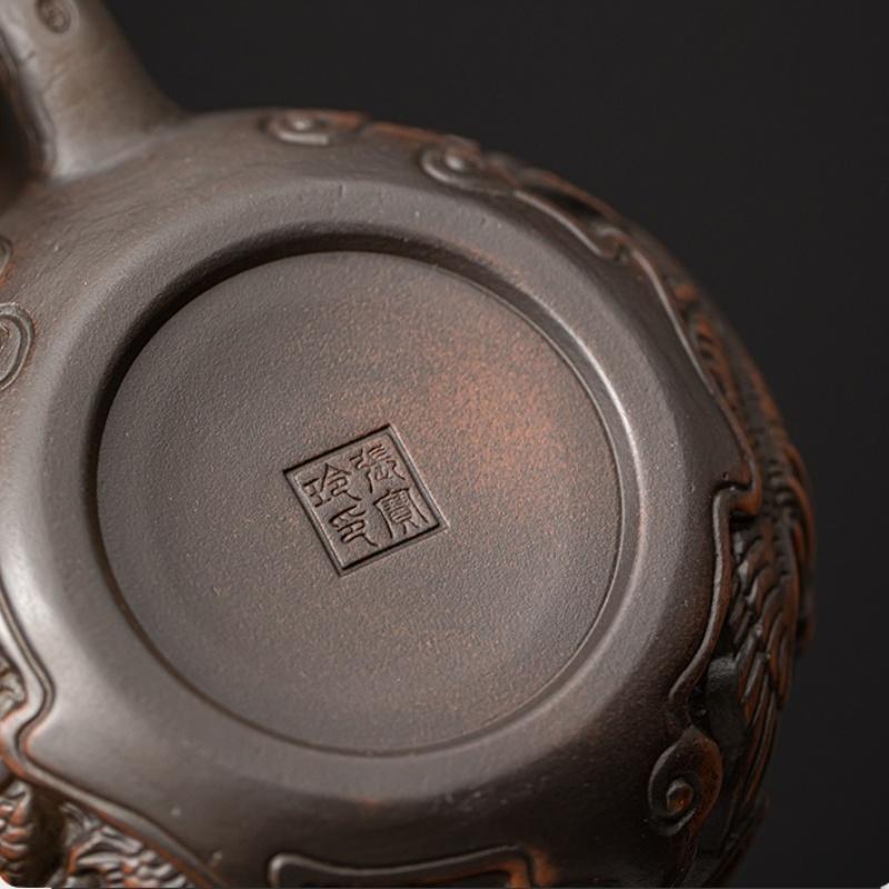 Jianshui Lila Keramik Drachen Schnitzerei Teekanne Handbemalt Antike Relief Teekanne Haushaltsteekanne Kungfu Tee Set Kessel
