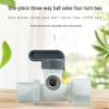 Gray Integrated Three-Way Ball Valve with 1/4" Connector Filter, 3/4" to 1/4" Pipe Fitting