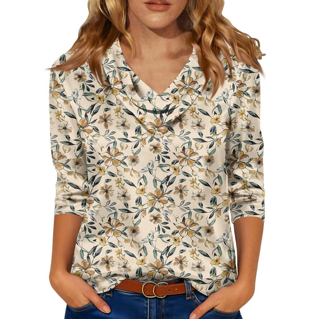 Kadınlar İçin Şık 3/4 Uzun Kollu Gömlekler İş Günlük Kıyafet Üstleri