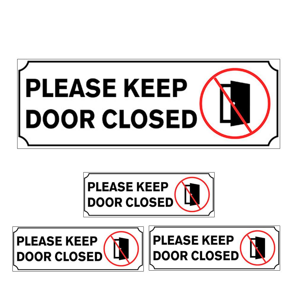 4Pcs Door Closing Reminder Sticker PVC Keep Door Closed Decal Clear Message for Workplace Safety and Energy Efficiency